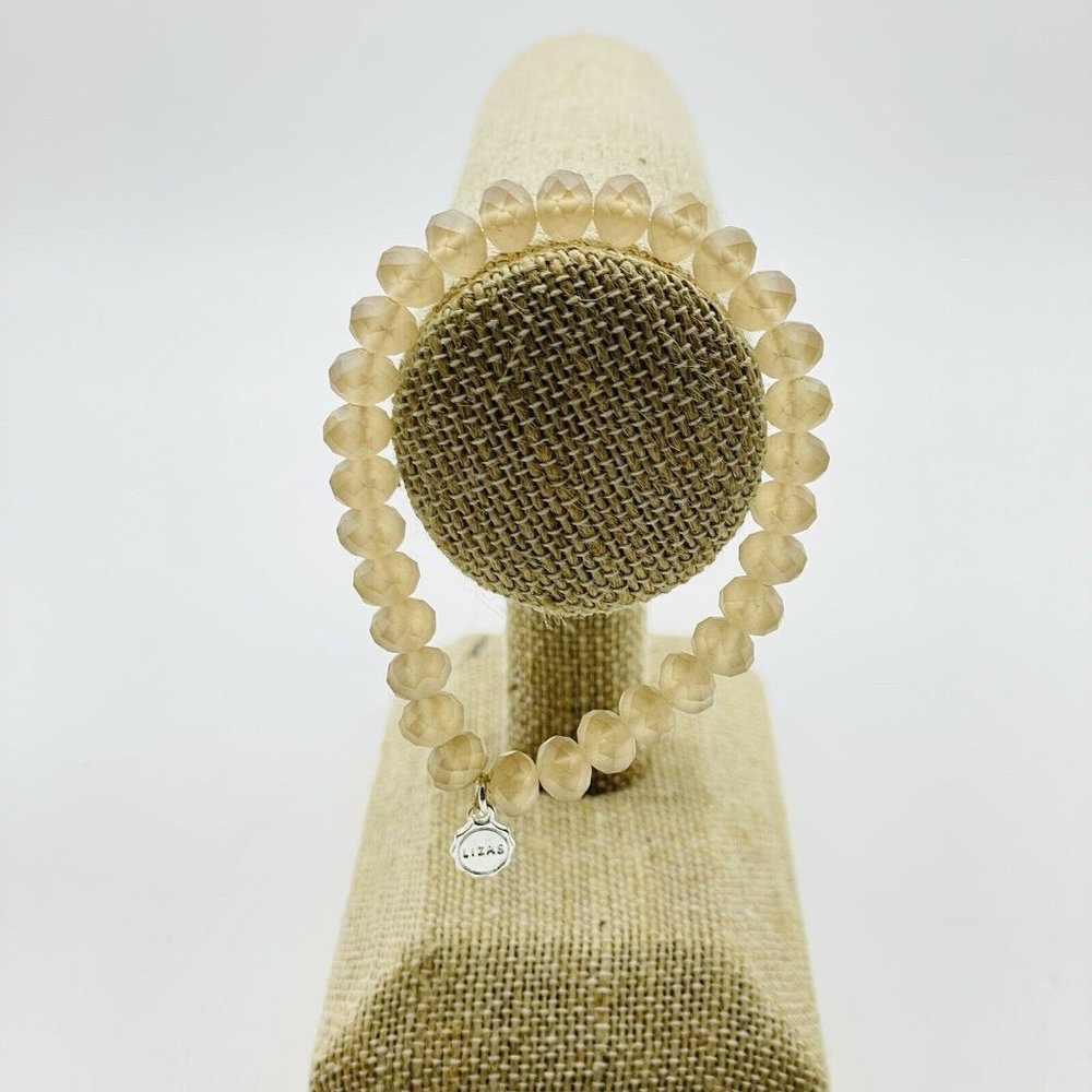 LIZAS Pink Beaded Stretch Bracelet Silver Tone Faceted Classic Career Cosplay - Picture 6 of 7